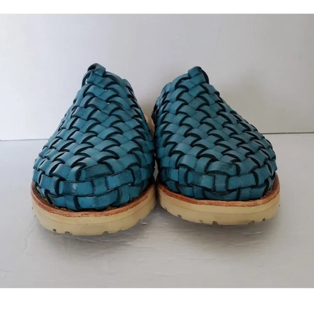 Huarache Mules by Brand X Huaraches Blue Handwoven Leather Size 6 Shoes Sandals - Picture 4 of 12